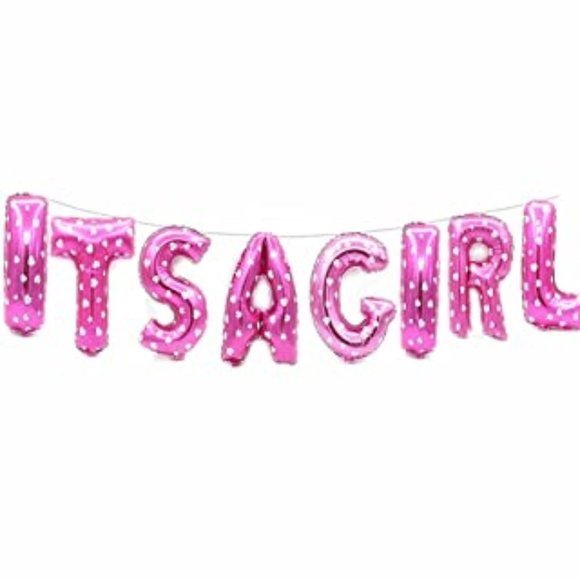 🆕️ 8 PCS Its a Girl Foil Balloon Banner - Picture 1 of 7
